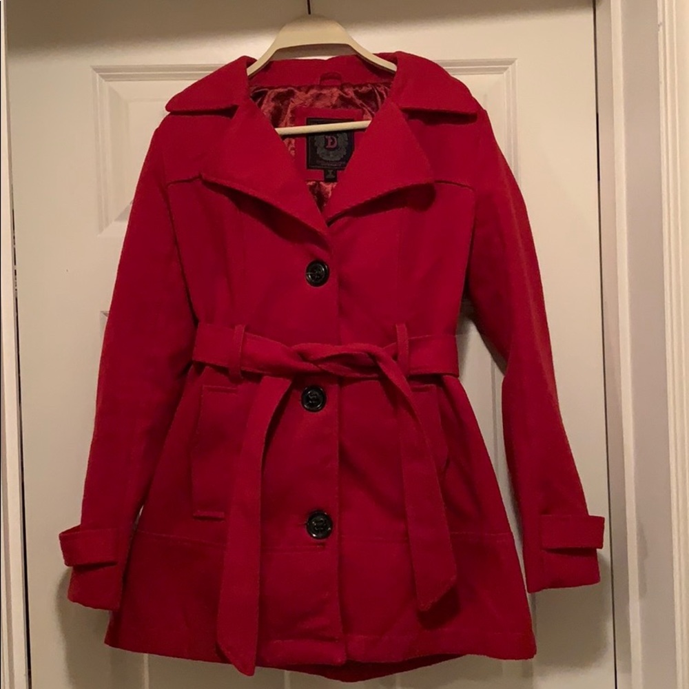 Soft Bright Red Pea Coat